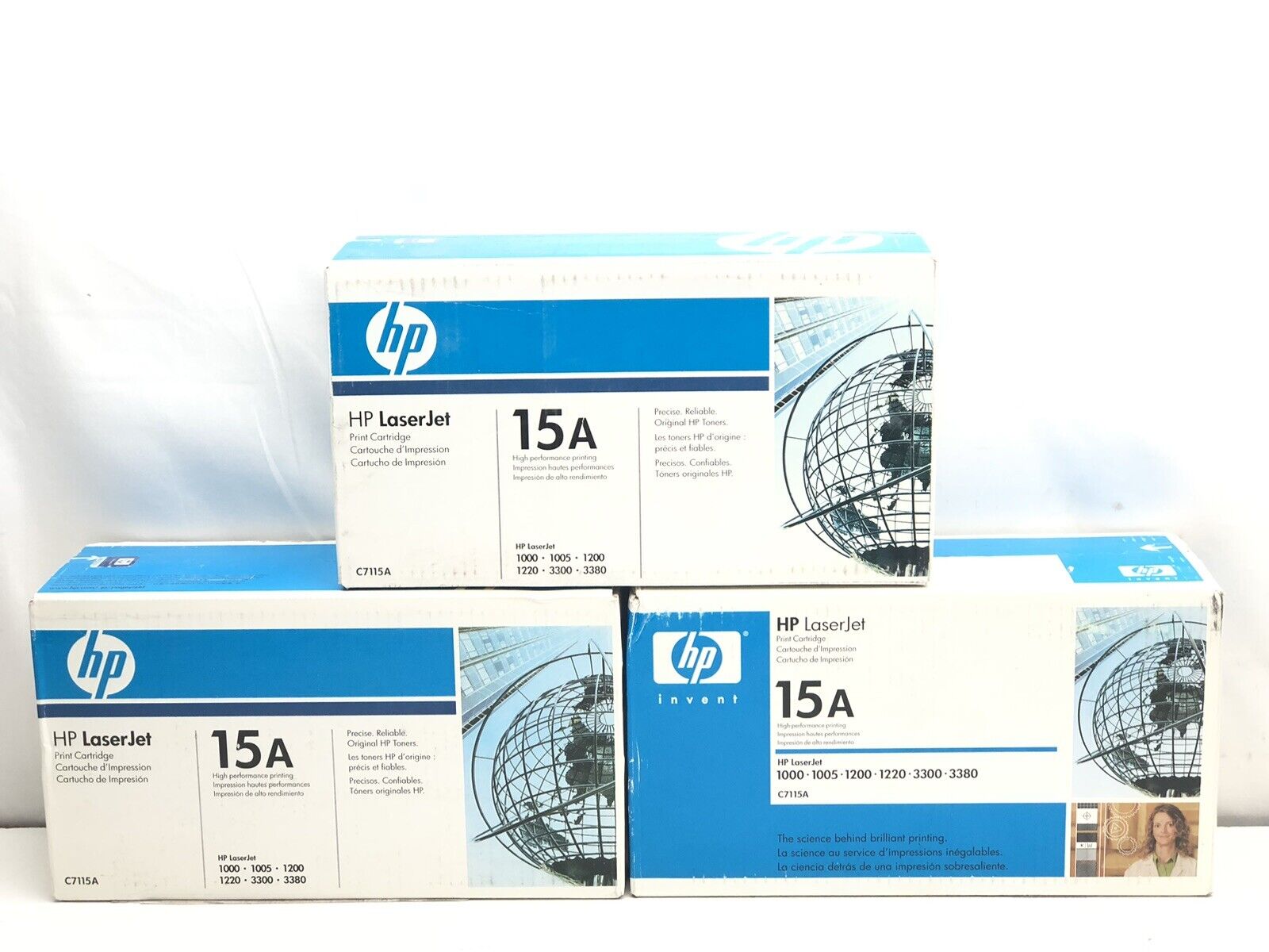 Lot of 3 Genuine HP 15A (C7115A) Black Toner Cartridge HP LaserJet - New