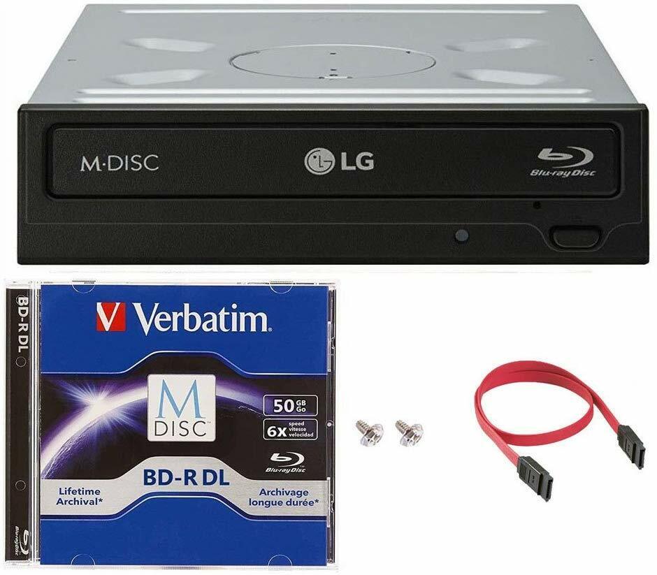 LG 14x WH14NS40 Internal Blu-ray Burner+50GB Verbatim M-Disc BD-R DL+SATA Cable