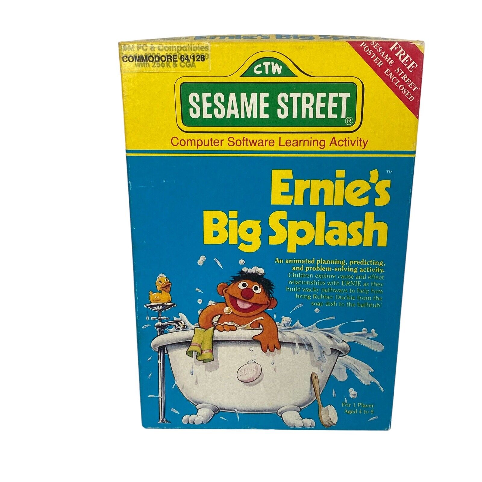 Sesame Street Ernie's Big Splash Commodore Computer Game Software Complete VTG
