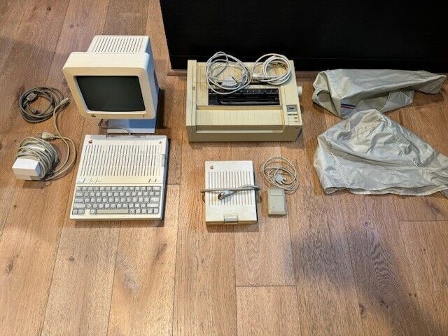 Vintage Apple IIc Computer with Monitor, Stand, Mouse, ImageWriter and more