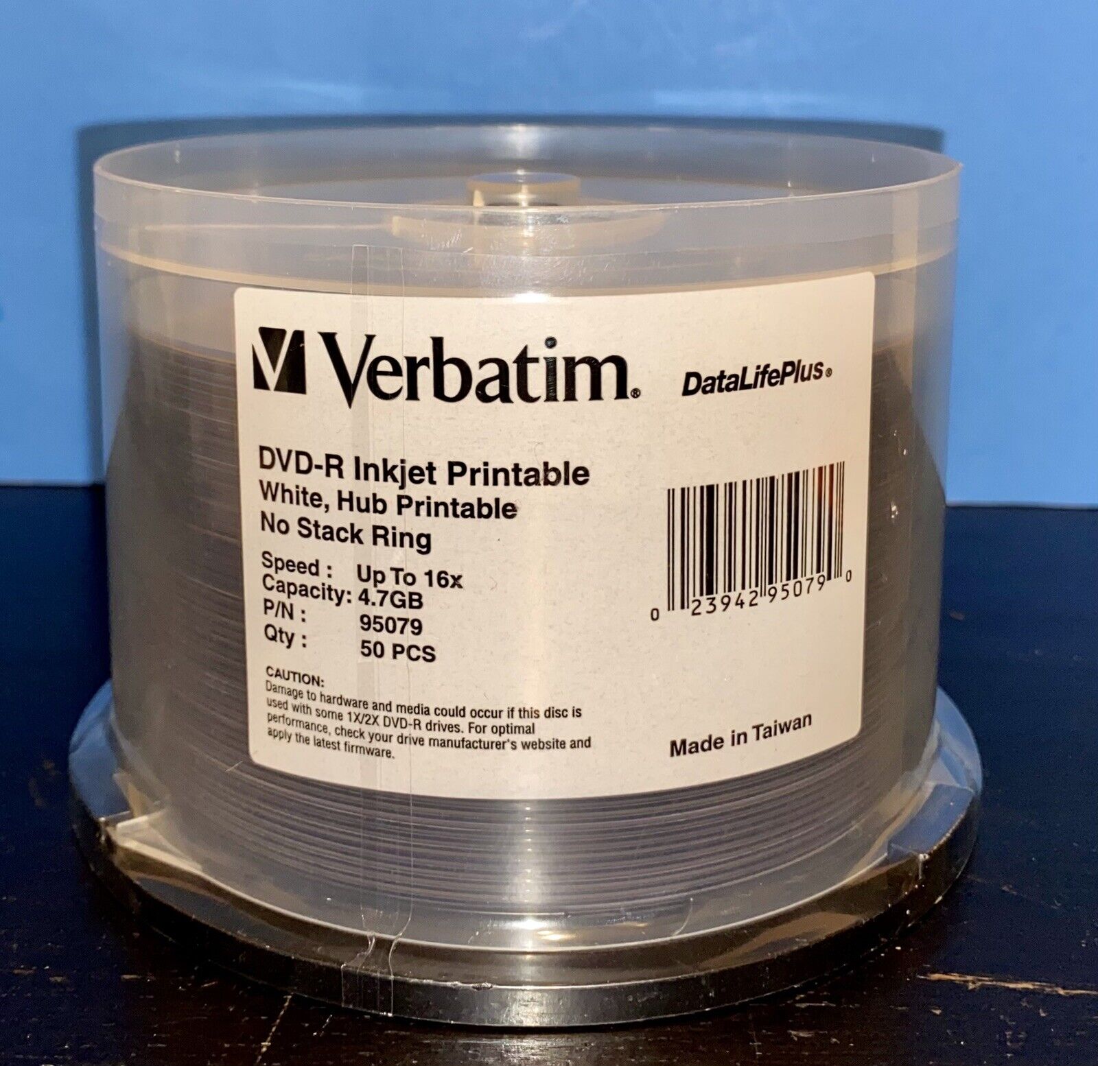 Verbatim DataLifePlus DVD-R 4.7GB 16x Inkjet Printable/Hub Printable 50pk SEALED
