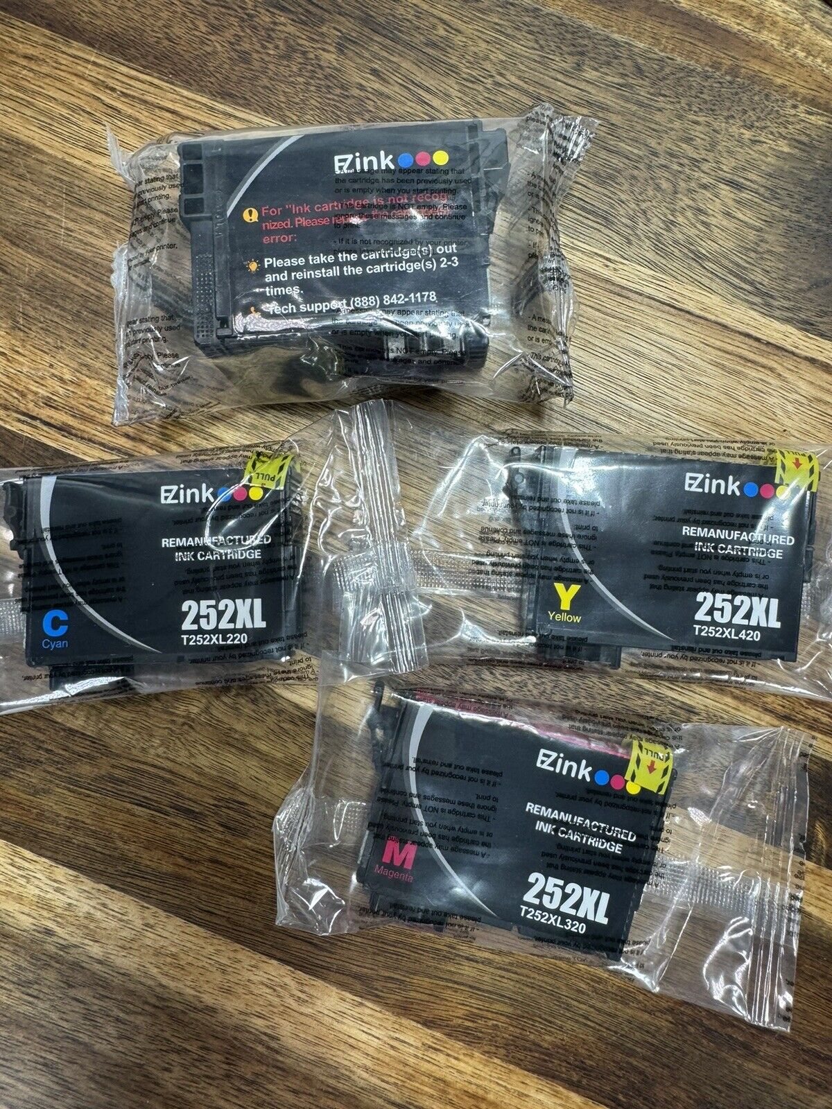 EZ Ink Printer Ink Cartridges 4 Pack Asstd Colors 252XL