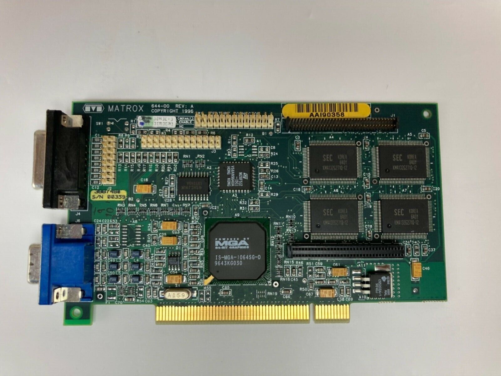 Vtg Matrox MGA 644-00 Rev A MYST/4BN 4MB Retro PC Graphics Card Tested