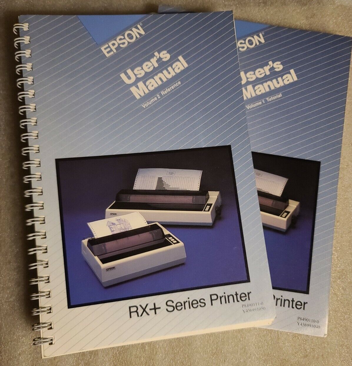 Vintage Epson RX+ Series Printer User's Manual Volume 1 & 2 in excellent cond.