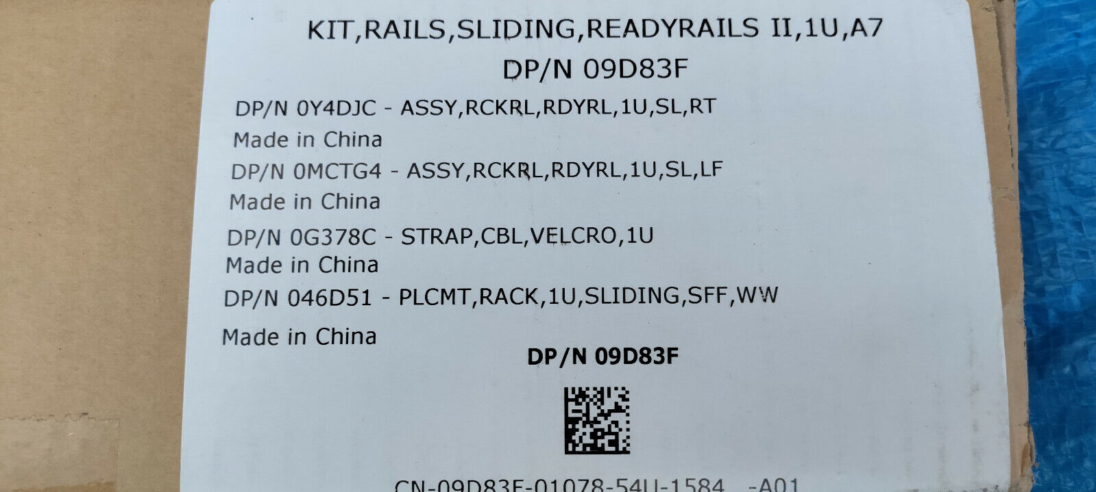 Dell 09D83F Sliding ReadyRails Kit 0Y4DJC, 0MCTG4 POWEREDGE R320 R420, R620 R630