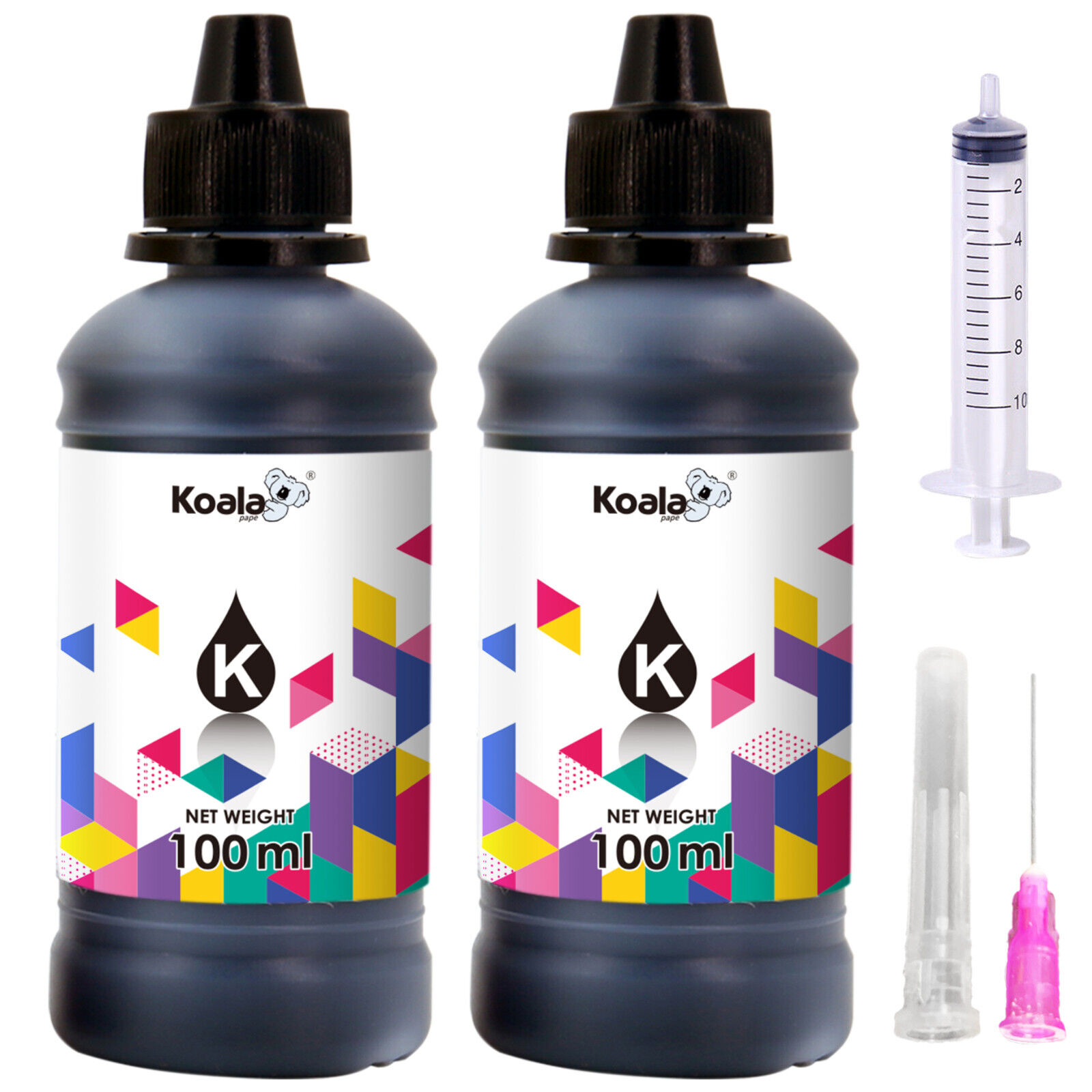Koala Black Ink Refill Kit for Inkjet Printer Pigment Ink HP Epson Brother 200ML