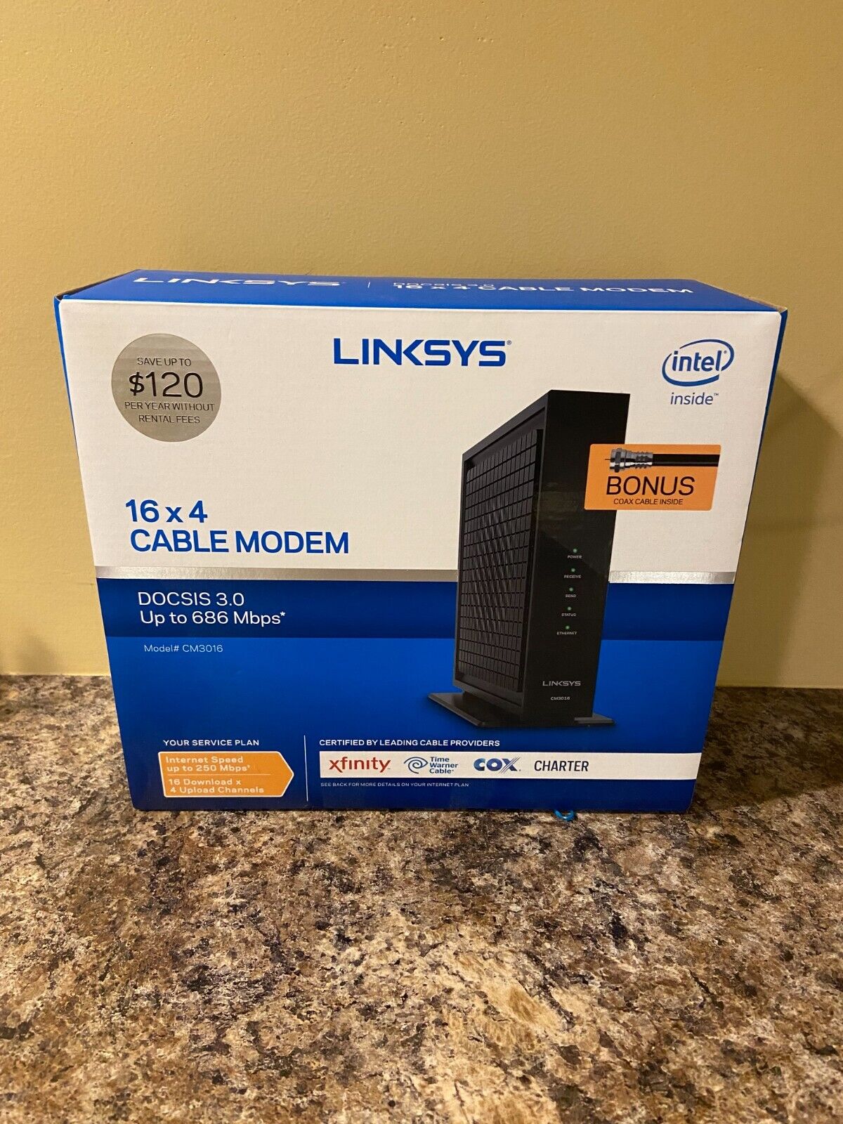 Linksys Cable Modem Model CM3016 DOCSIS 3.0