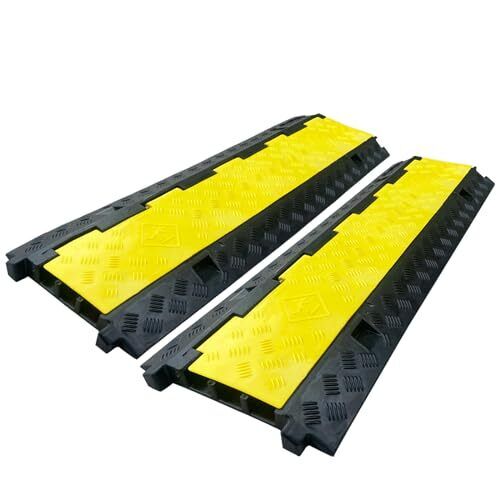 F COME 2 Pack Rubber Cable Ramp Hose Cable Protector Ramp 3 Channel 22000Lbs ...