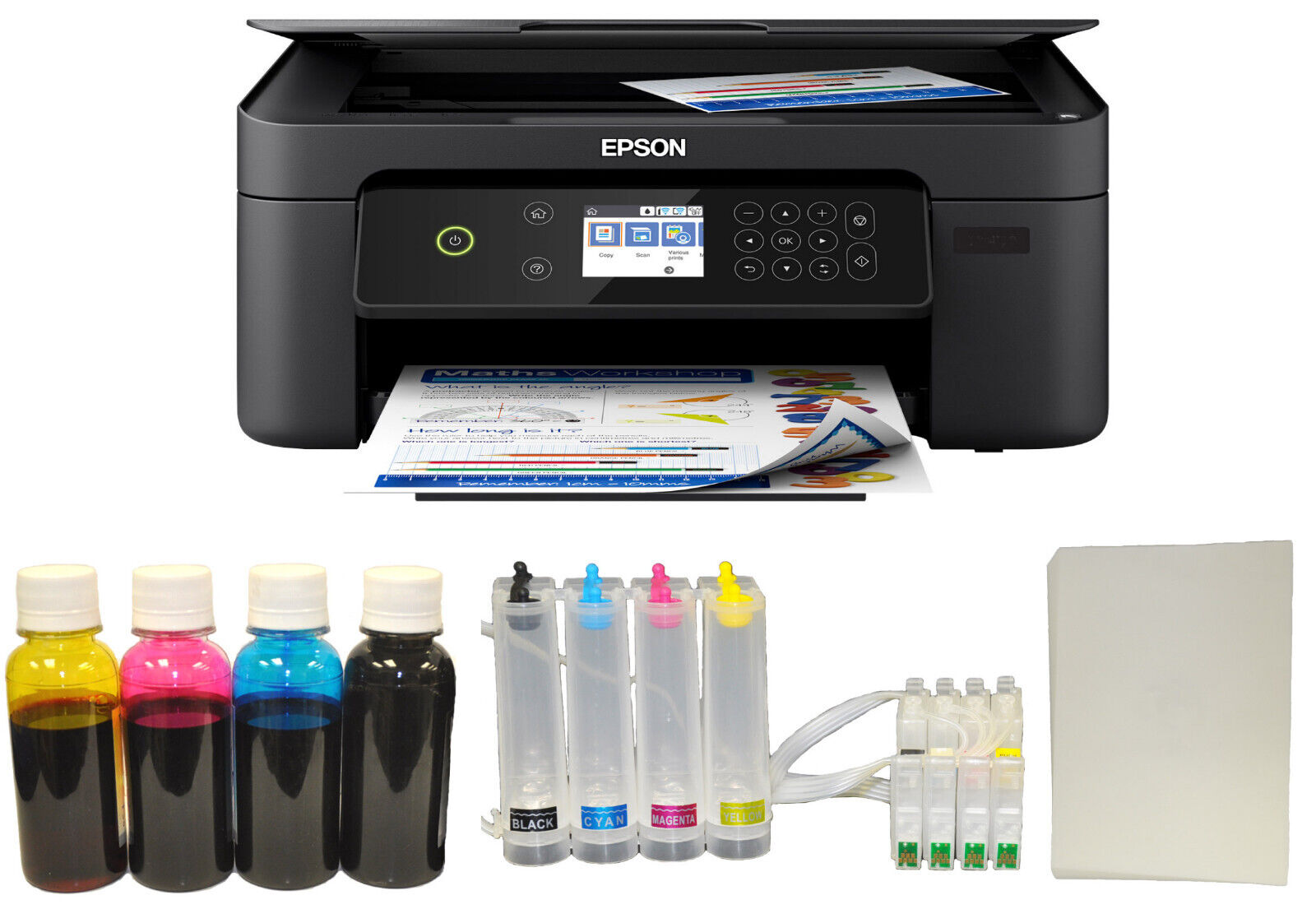 New Epson XP-4100 Wireless Printer 400ml Sublimation Ink CIS System Paper Bundle