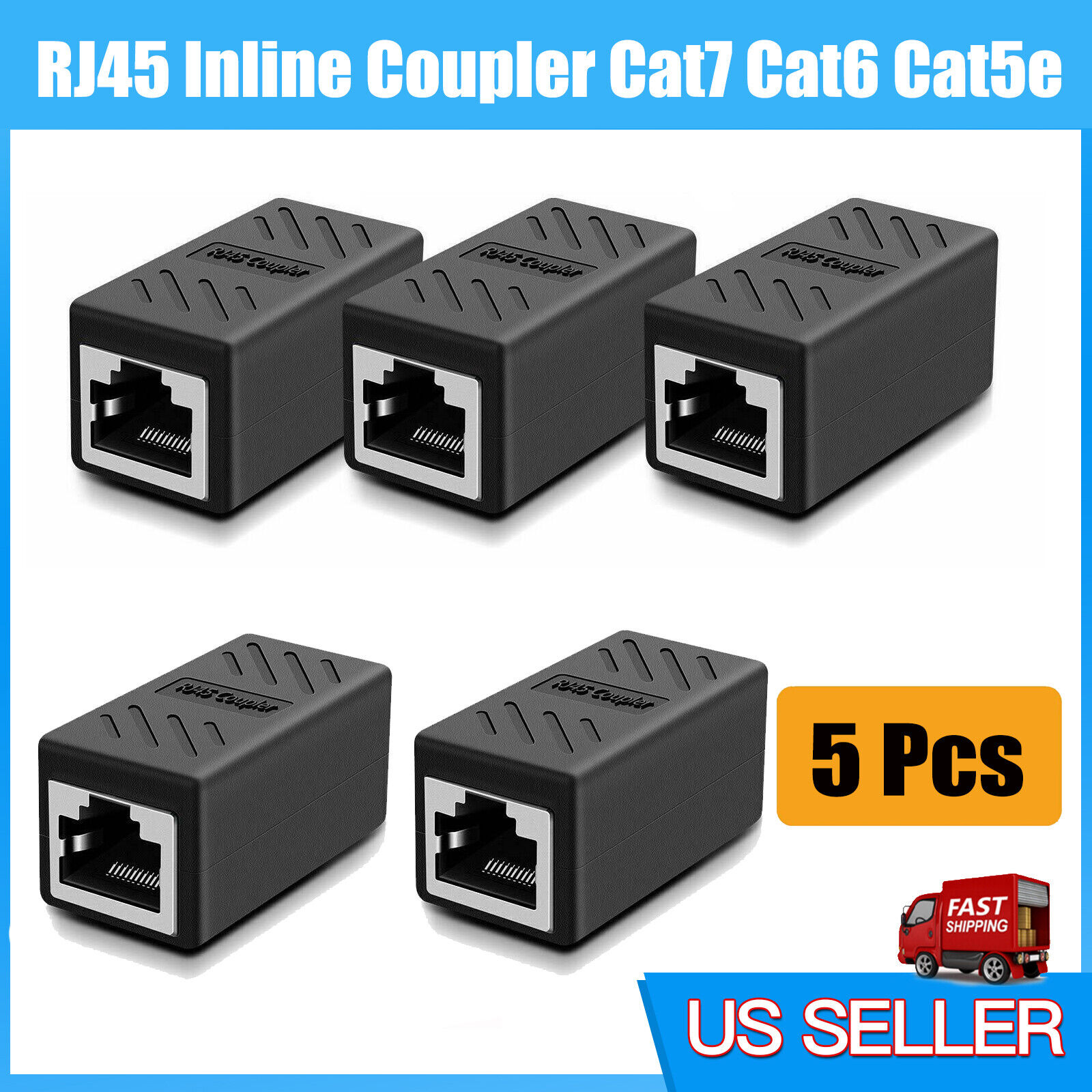 1-5PACK RJ45 Inline Coupler Cat6/Cat5e Ethernet Network Cable Extender Connector