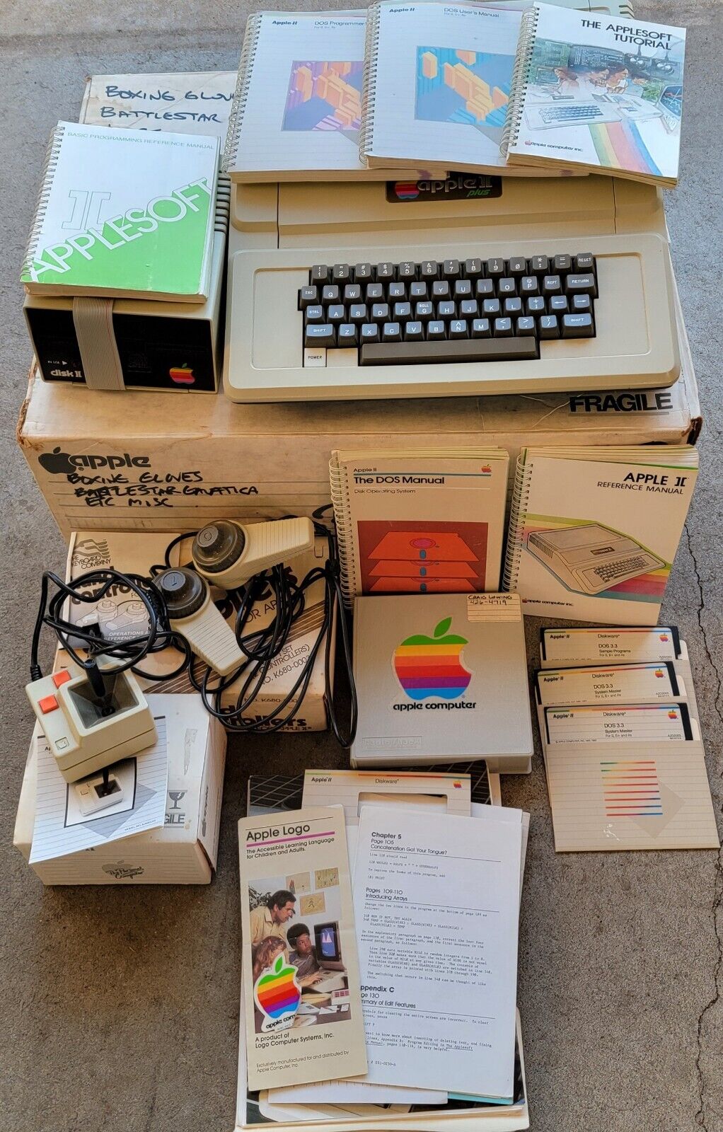 Vintage APPLE II PLUS Computer & Accessories Lot UNTESTED \