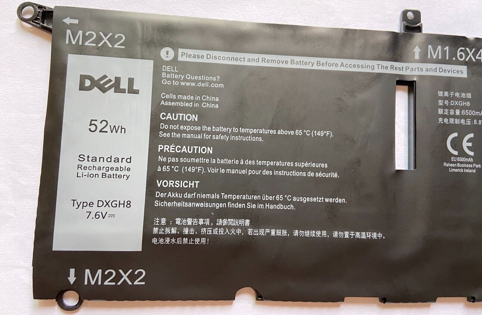 Genuine DXGH8 Battery For Dell XPS 13-5390 9370 9380 G8VCF H754V P82G002 52wh