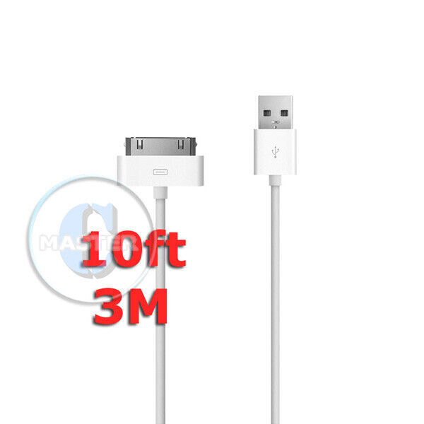 10ft 3m EXTRA LONG CHARGE DATA SYNC 30-pin TO USB CABLE FOR APPLE iPAD 3rd 2 1st