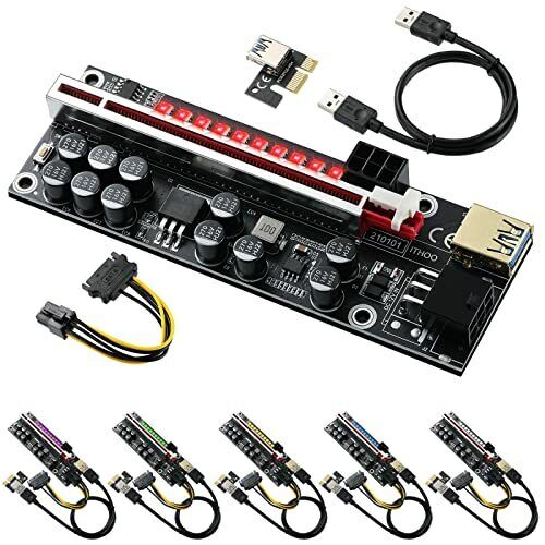 6 Pack 11 Capacitors Pcie 1x To 16x Ver014pro Riser Card With Pcie 1x Plugin Ada