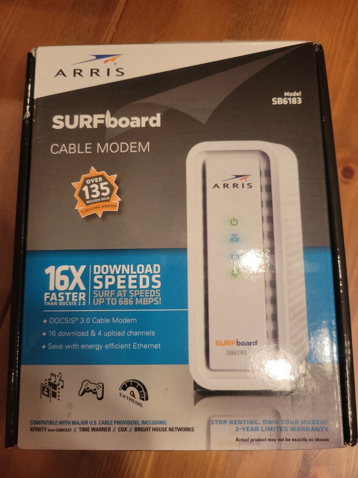 New, open box ARRIS SB6183 SURFboard DOCSIS 3.0 Cable Modem 