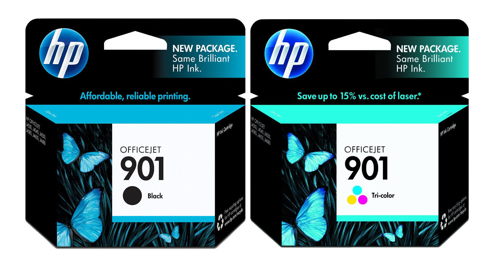 GENUINE NEW HP 901 (CC653AN/CC656AN) Black Color Ink Cartridge 2-Pack