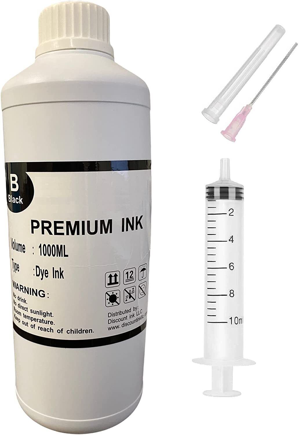 Liter-1000ml Black Bulk Refill Ink for all HP, Epson, Brother, Canon Printers
