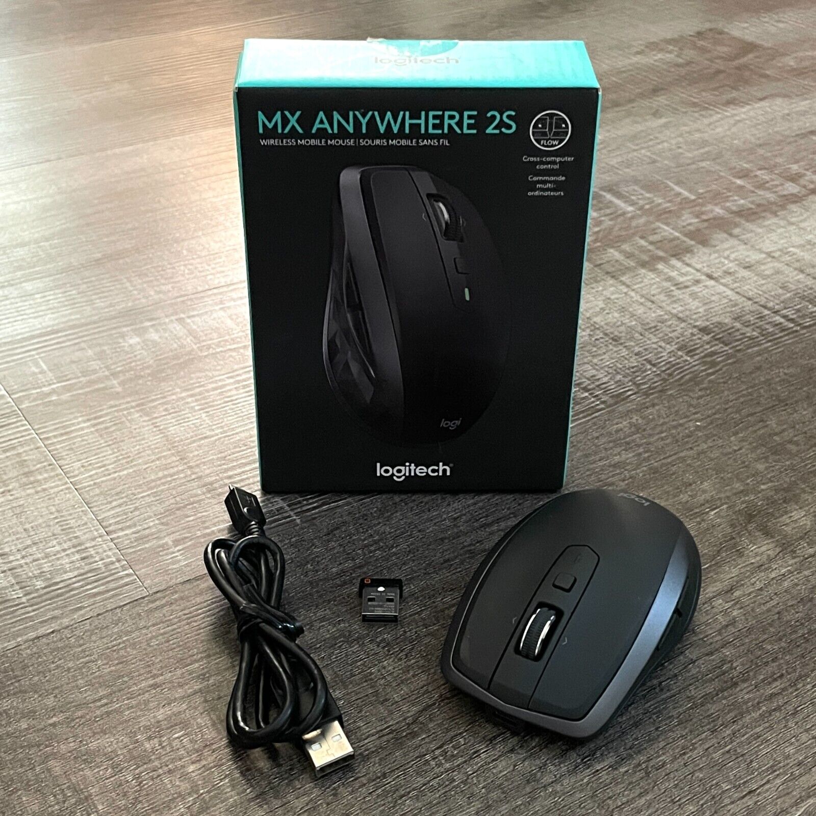 Logitech MX Anywhere 2S Laser Mouse USB Unifying Wireless or Bluetooth - BLACK