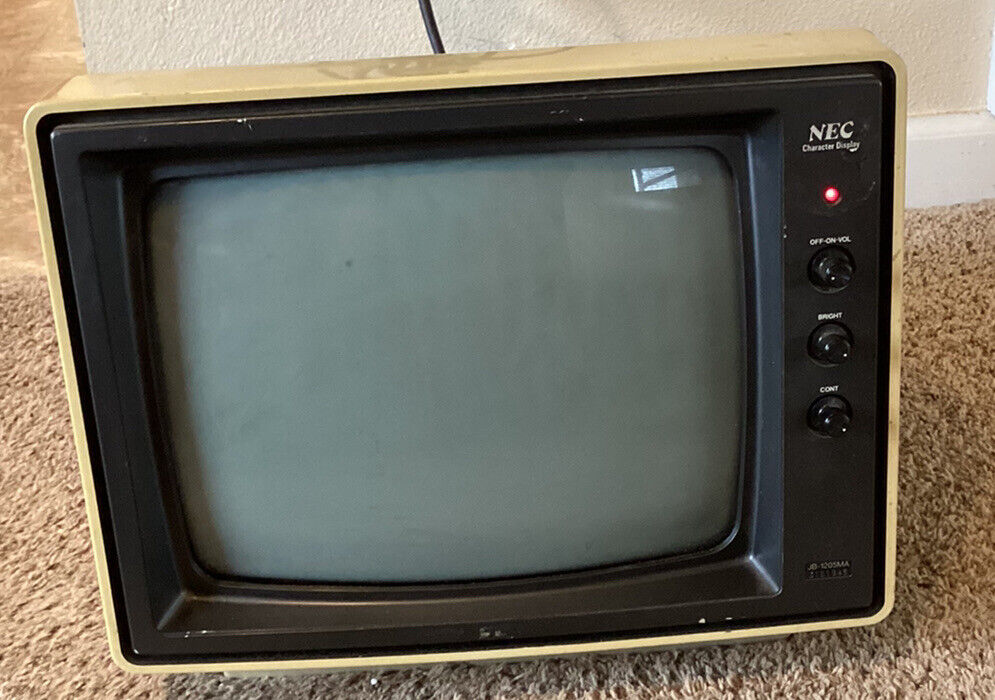 Vintage 1983 NEC Character Display 11” Computer Monitor, Model JB-1205MA