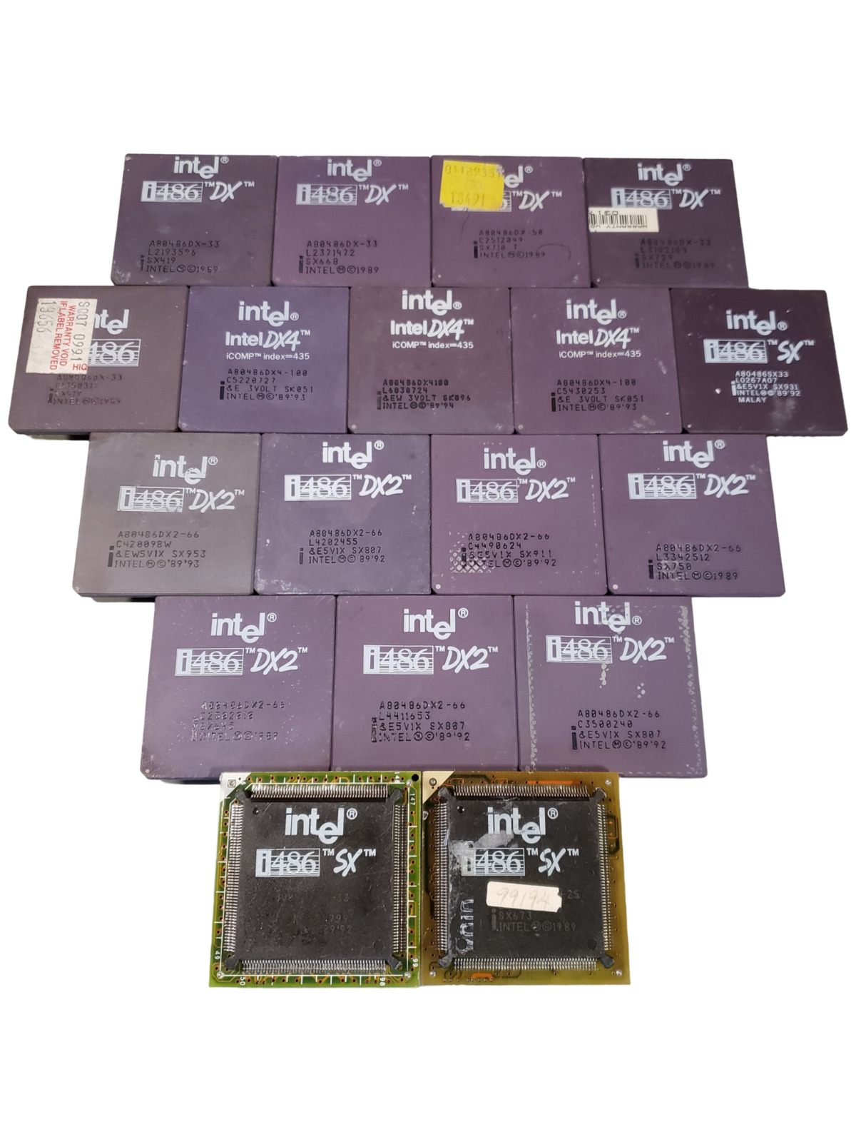 LOT OF 18 Assorted Intel A80486 KU80486 Vintage Ceramic Processor Gold Recovery