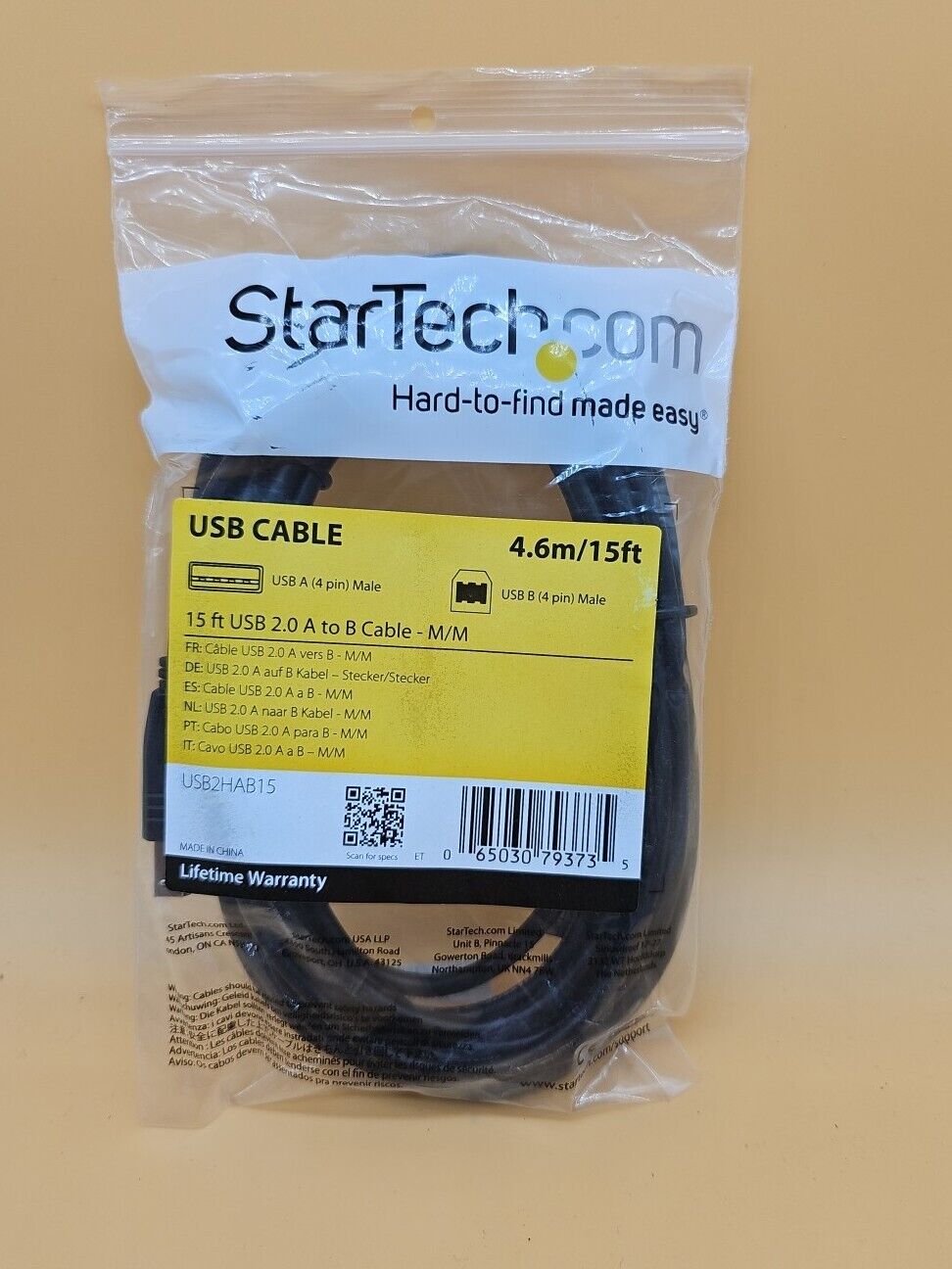 StarTech USB2HAB15 StarTech.com 15 ft USB 2.0 A to B Cable - M/M - USB - 15 ft