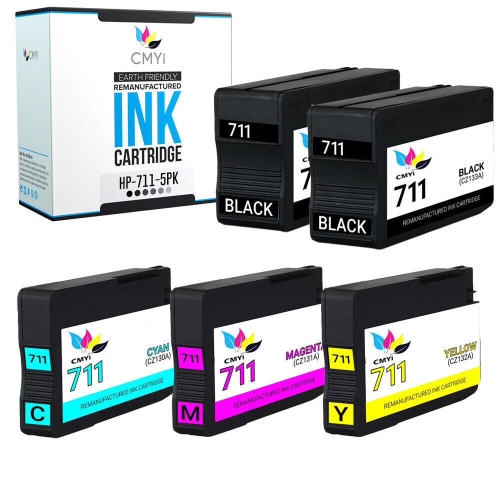 5 Pack Ink Cartridges for HP 711 fits DesignJet T120 T1300 T520 T125 T130