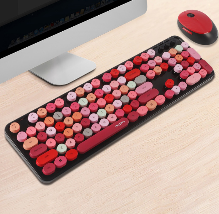 2.4G Wireless Bluetooth Mechanical Keyboard and Mouse Set colorful Punk Keyboard