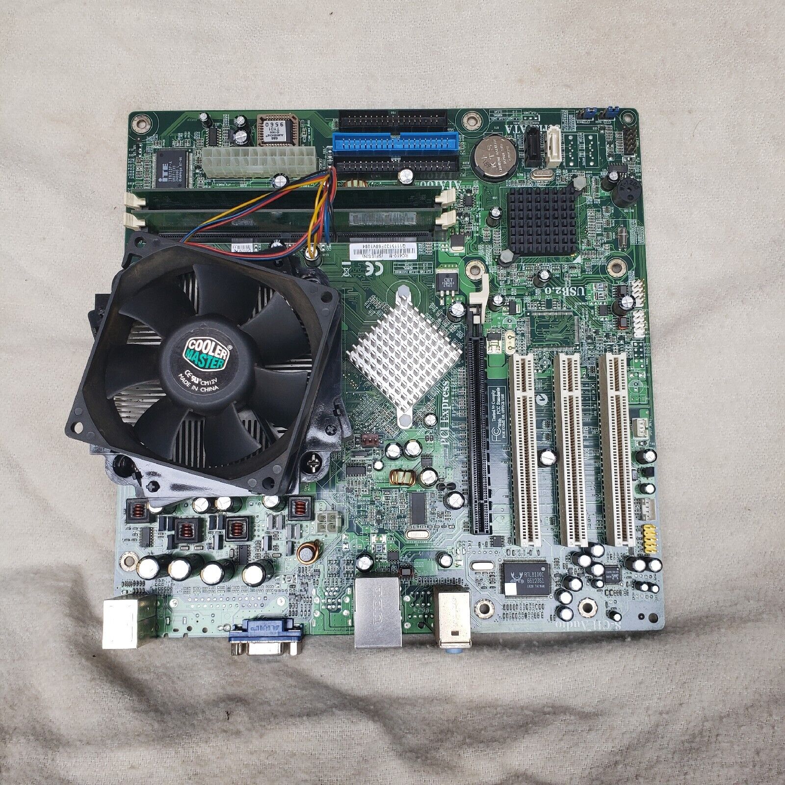 HP 5188-5588 RC410-M Rev:1.1 Motherboard W/ Pentium D 3.2GHz CPU, Fan, IO Plate