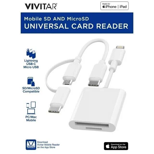 Vivitar Mobile SD and MicroSD Universal Card Reader White MOV4016