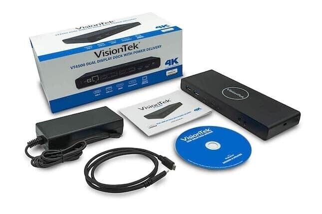 VisionTek VT4500 Dual Display 4K USB 3.0 and USB-C Docking Station USED