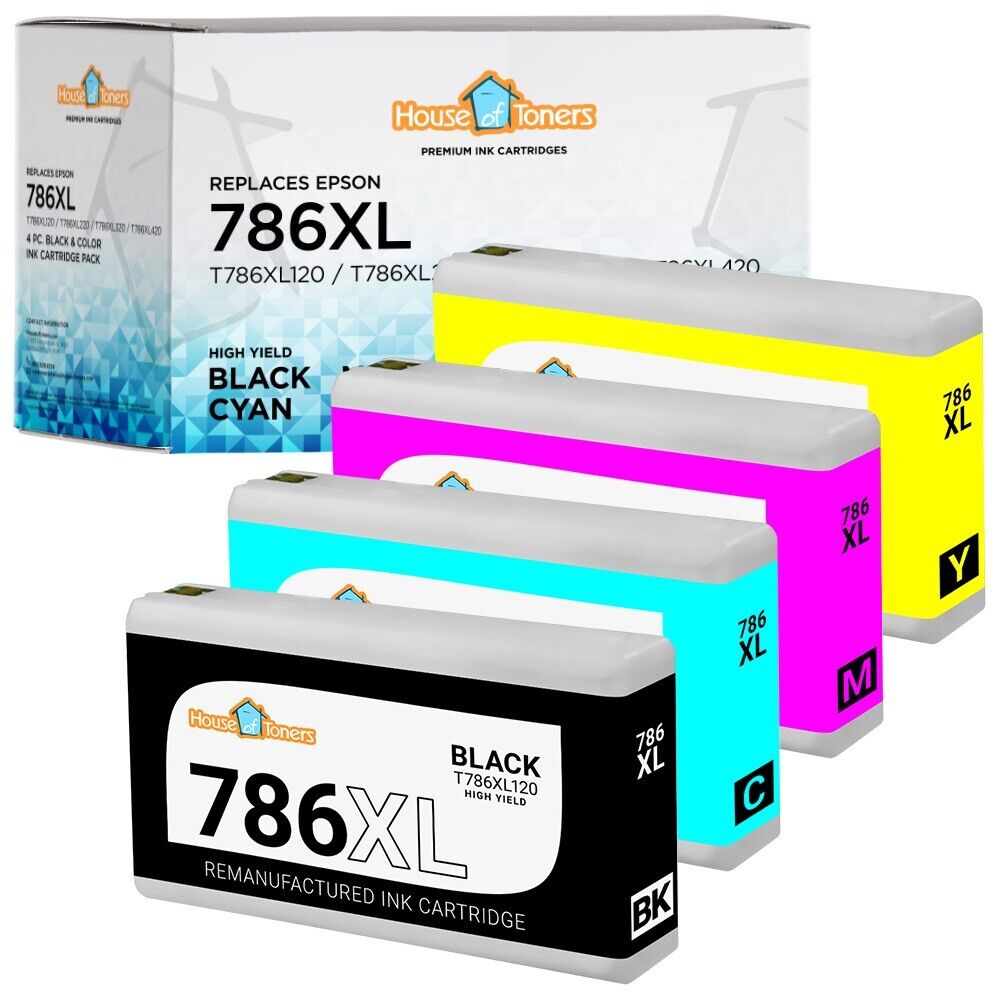 4PK for Epson T786XL Ink Cartridges for WorkForce WF-4630 WF-4640 WF-5110