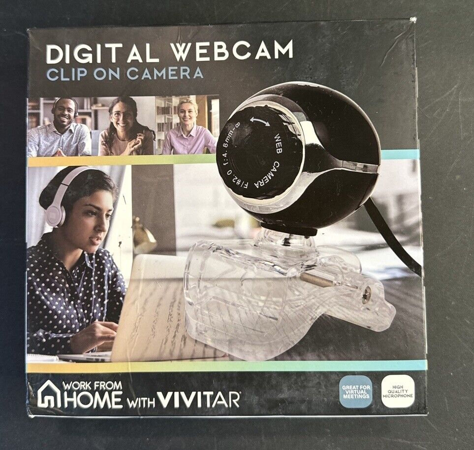 VIVITAR DIGITAL WEBCAM Clip On Camera 360 Rotating Base, Optimized Zoom SEALED