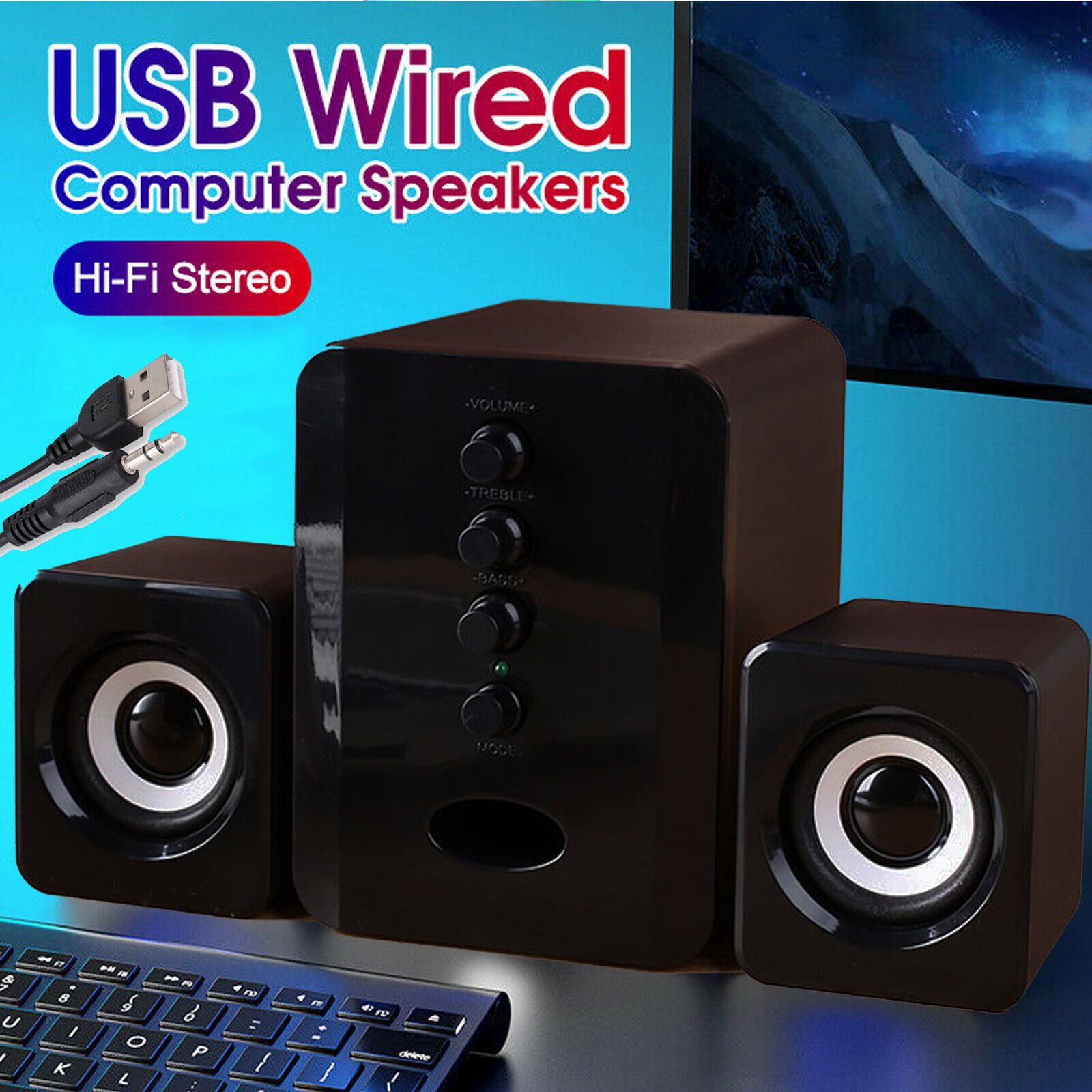 USB 2.1 Computer Speakers System Desktop PC Laptop Stereo Player Subwoofer Z6R1