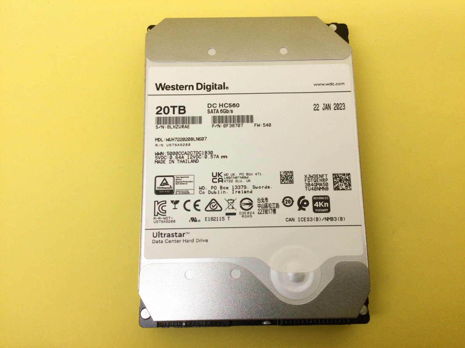 Western Digital DC HC560 20TB 7200 RPM SATA 6Gb/s 3.5in HDD WUH722020BLN607
