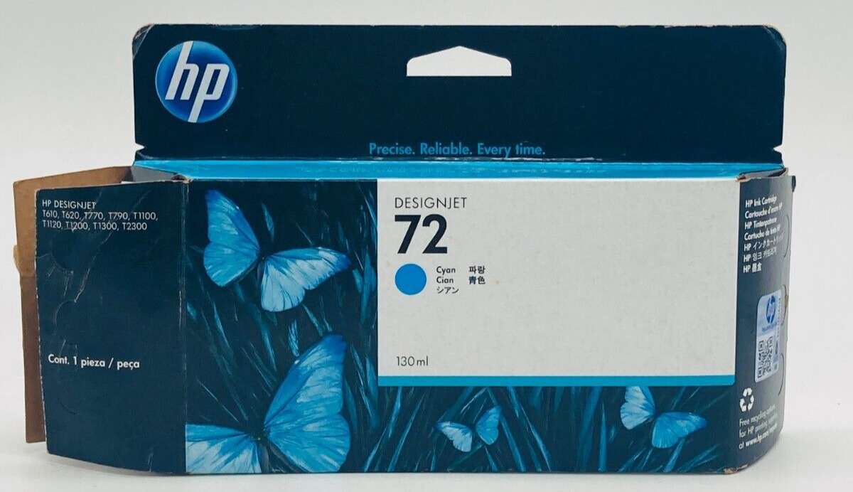Genuine HP 72 130-ml Cyan DesignJet Ink Cartridge C9371A New Open Box