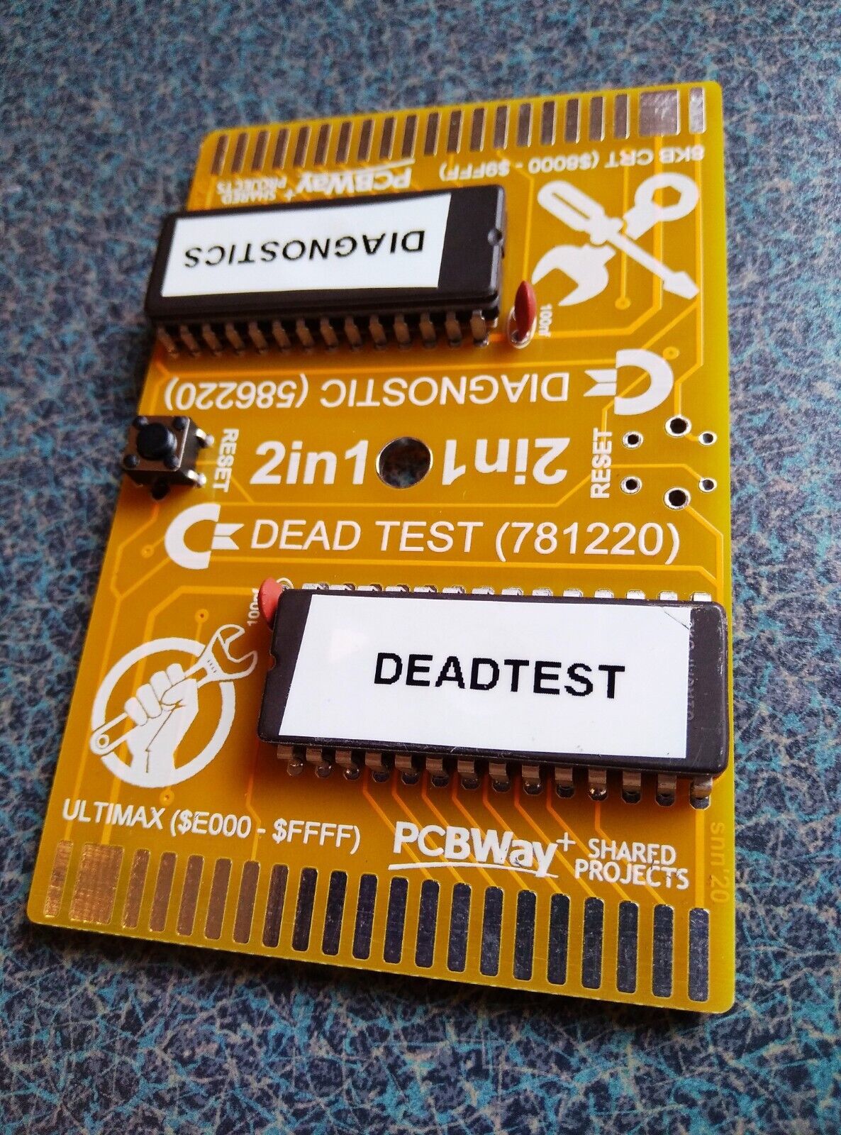 Commodore 64 C64 Cartridge 2-in-1 Dead Test / Diagnostic Cart ORANGE C128