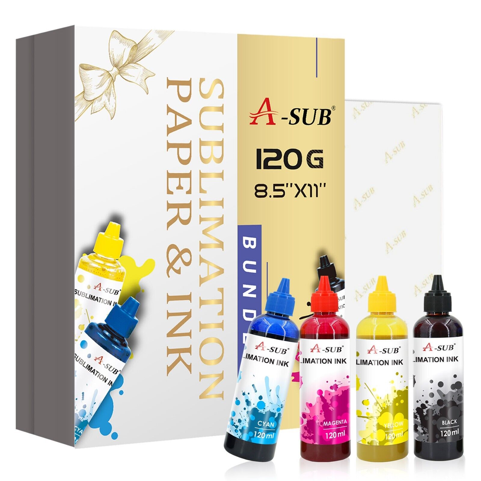 Bundle A-SUB Sublimation Paper and Ink Kit for Inkjet Printers ET-2803 ET-2720