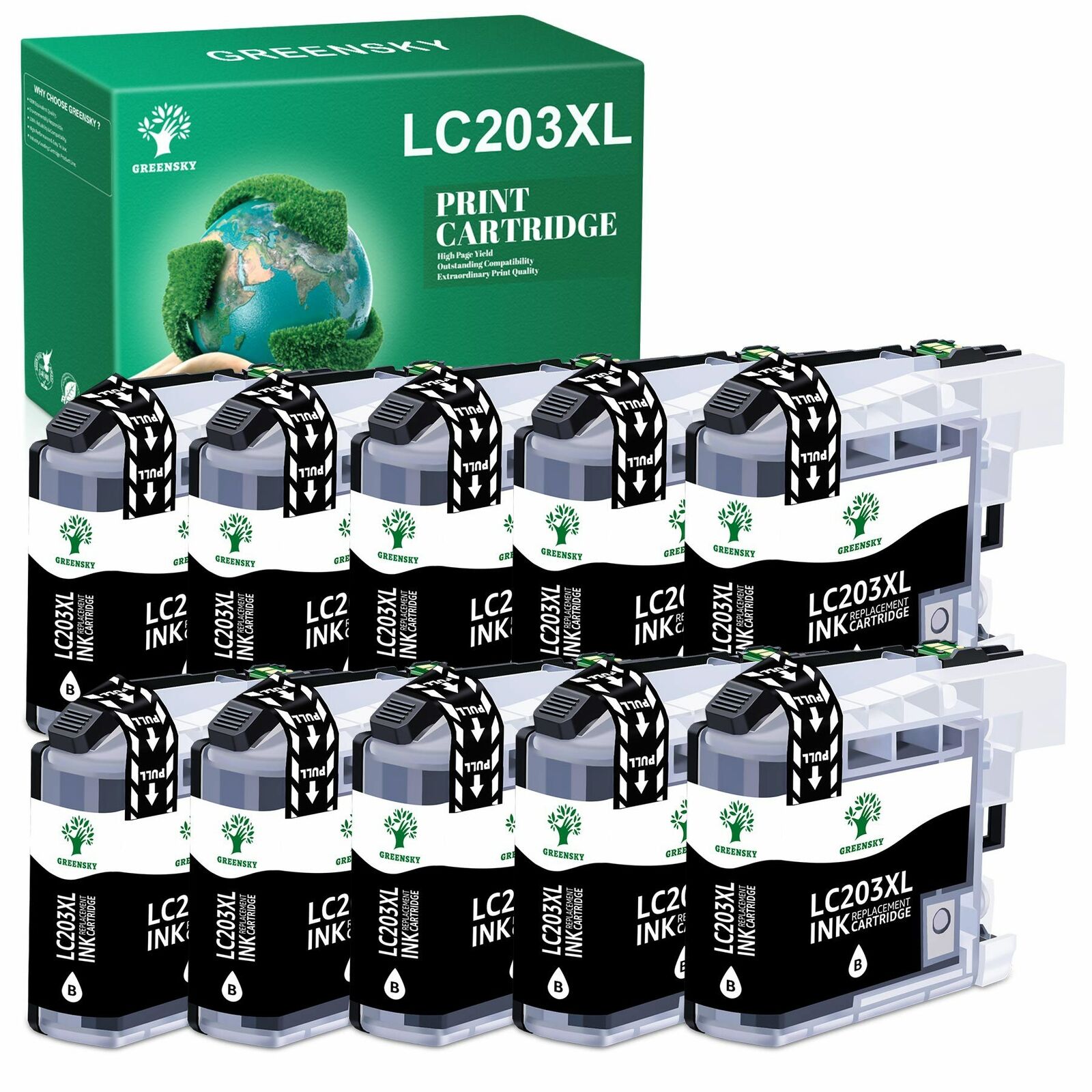 10x LC203XL Black Ink Set For Brother LC201 MFC-J480dw MFC-J485dw MFC-J4420DW