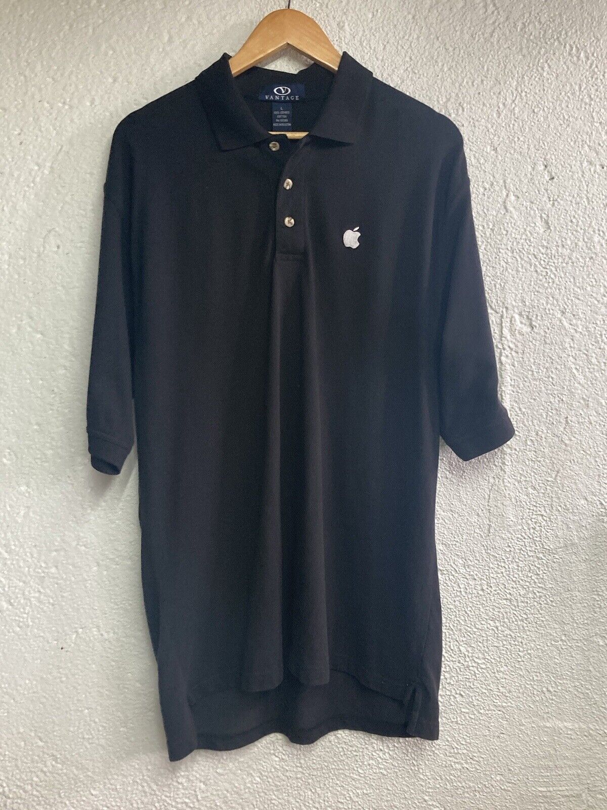 Vtg Apple Computer Front Desk Work Polo Shirt with White Apple Logo Size XL 90s