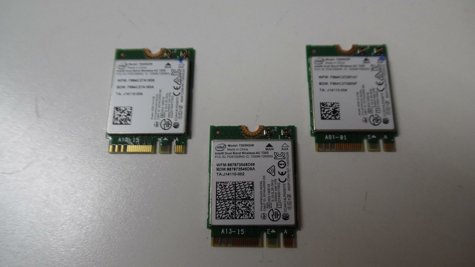Lot of 3 Genuine Intel 802.11 b/g/n Wireless Card 7265NGW -H17087-001- Tested