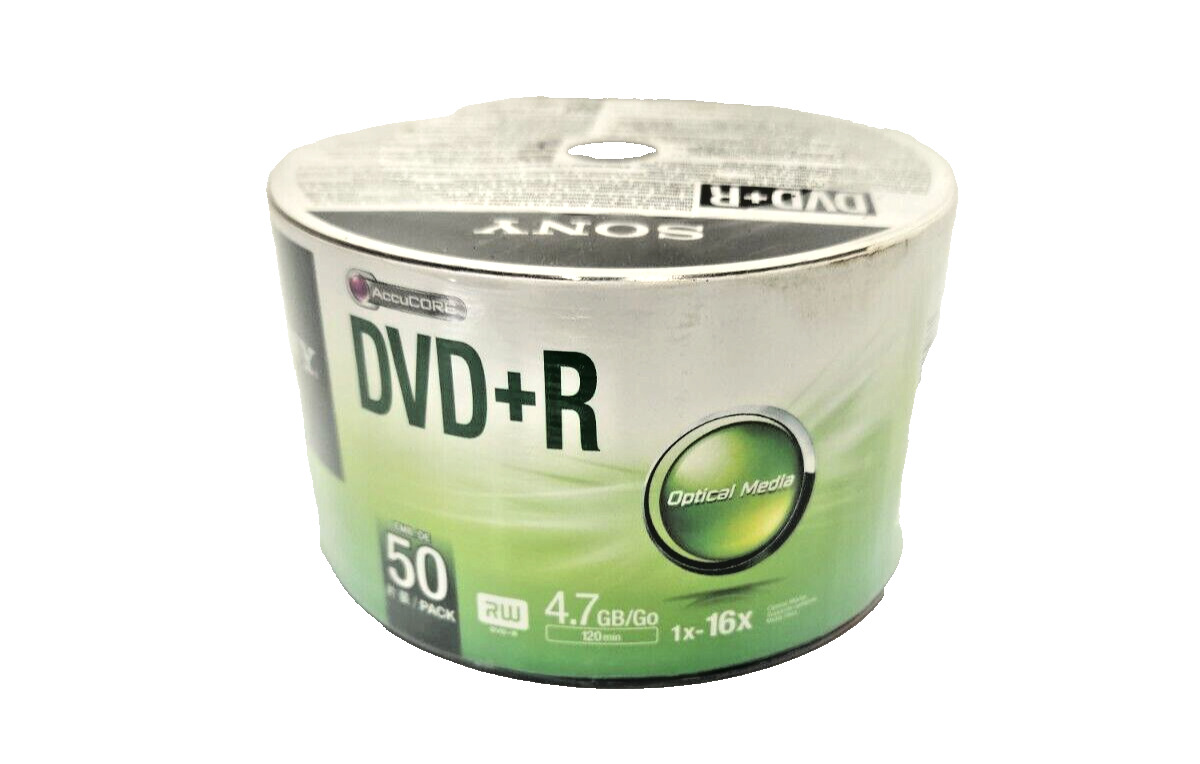 Sony DVD+R 120 Minutes 4.7GB 1x-16X Recordable Blank Media Disc 50 Pack