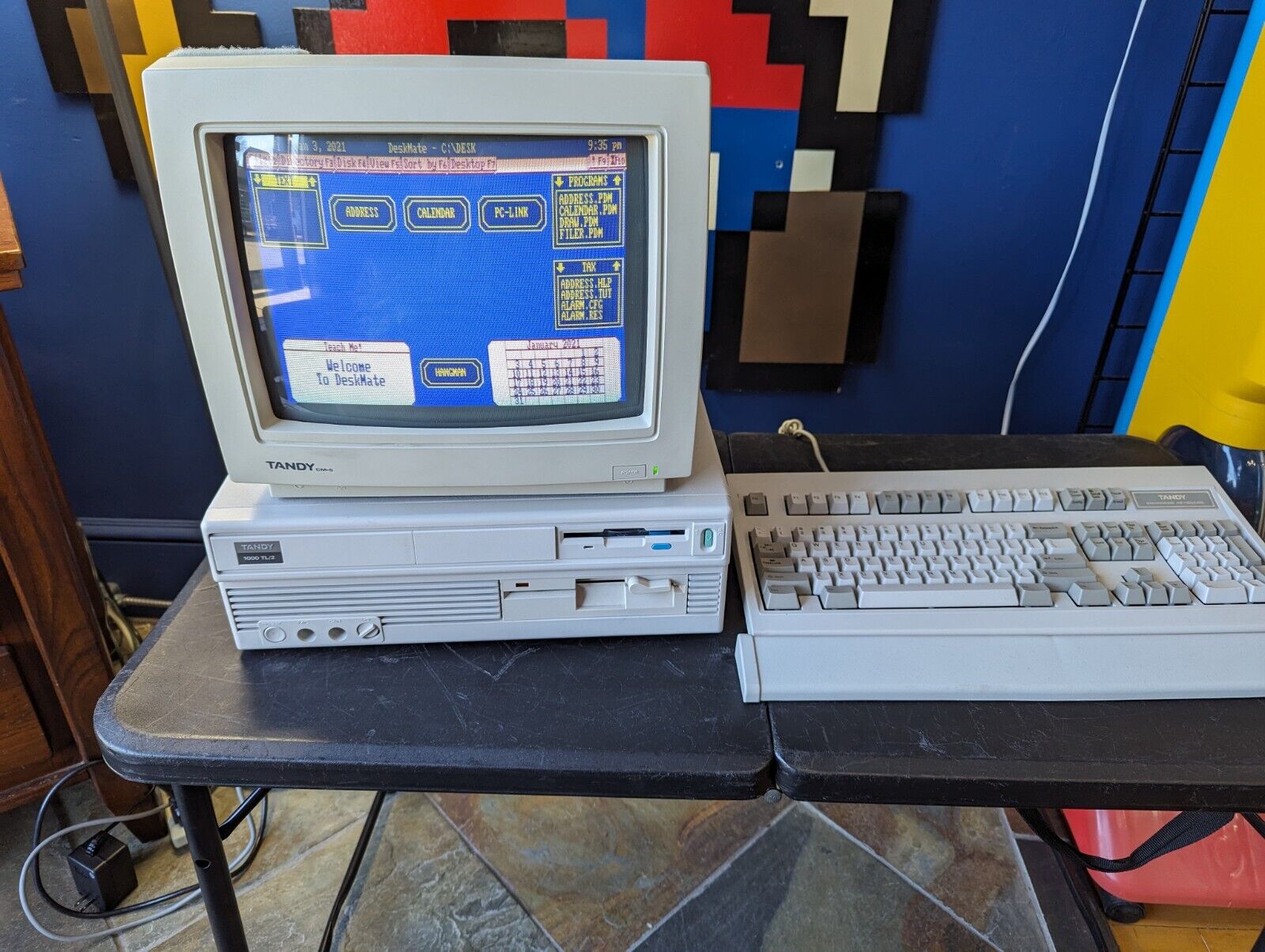 Tandy 1000 TL/2 Computer,  CM-5 Monitor & Keyboard TESTED