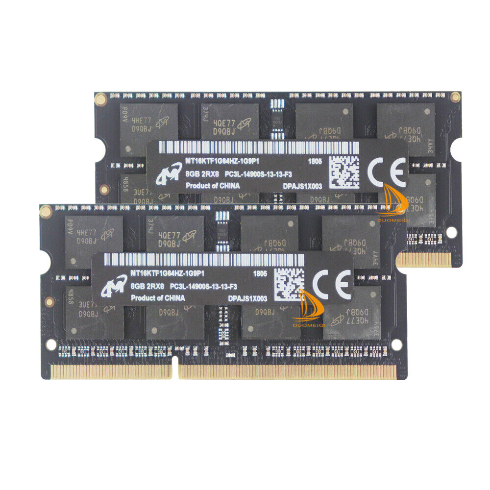 Micron 16 GB 2x 8 GB DDR3L RAM 1866MHz PC3L-14900S 204PIN SODIMM Laptop Memory