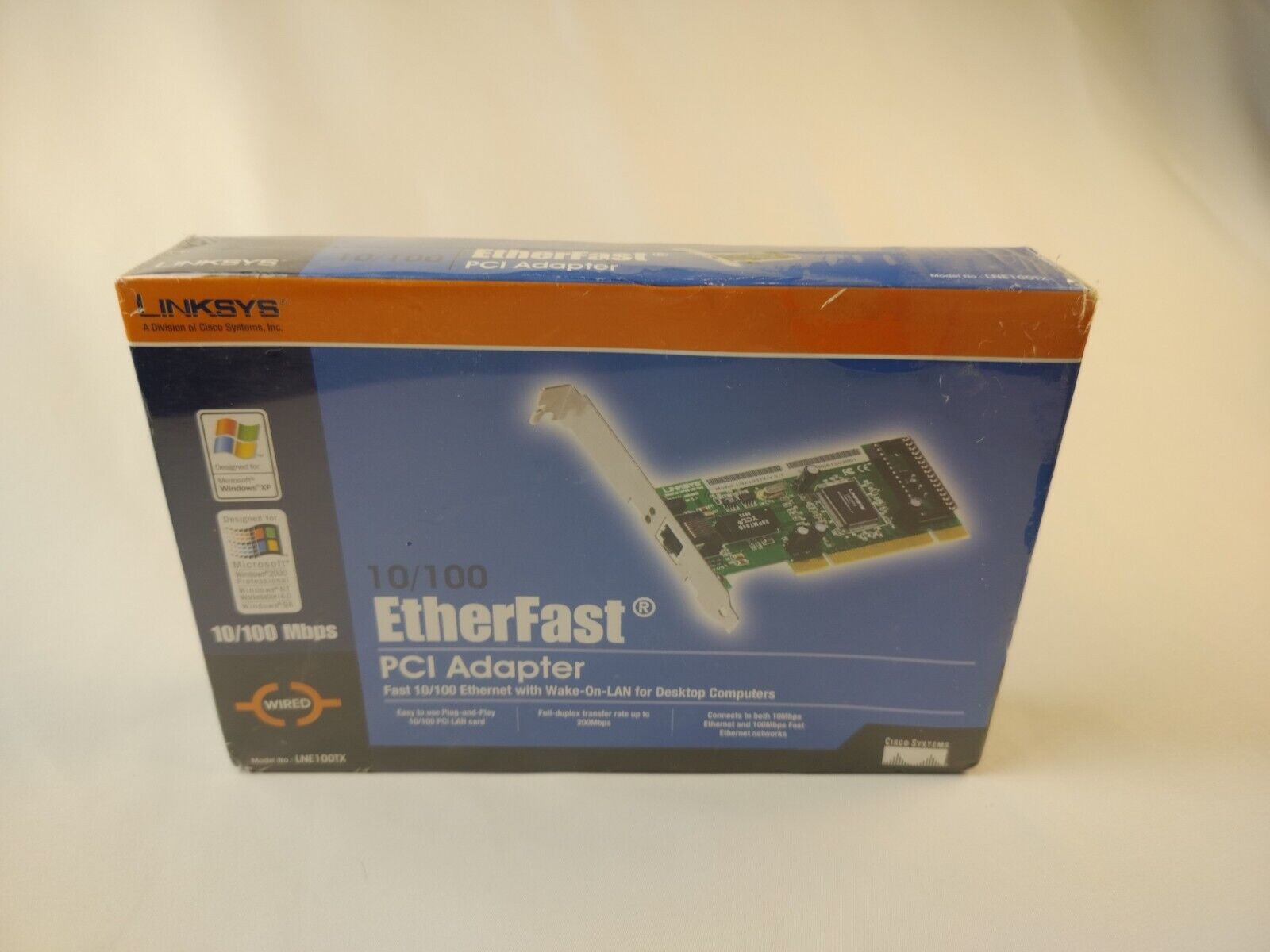 Sealed Linksys 10/100 LAN Card Etherfast Model LNE100TX PCI Adapter Desktop
