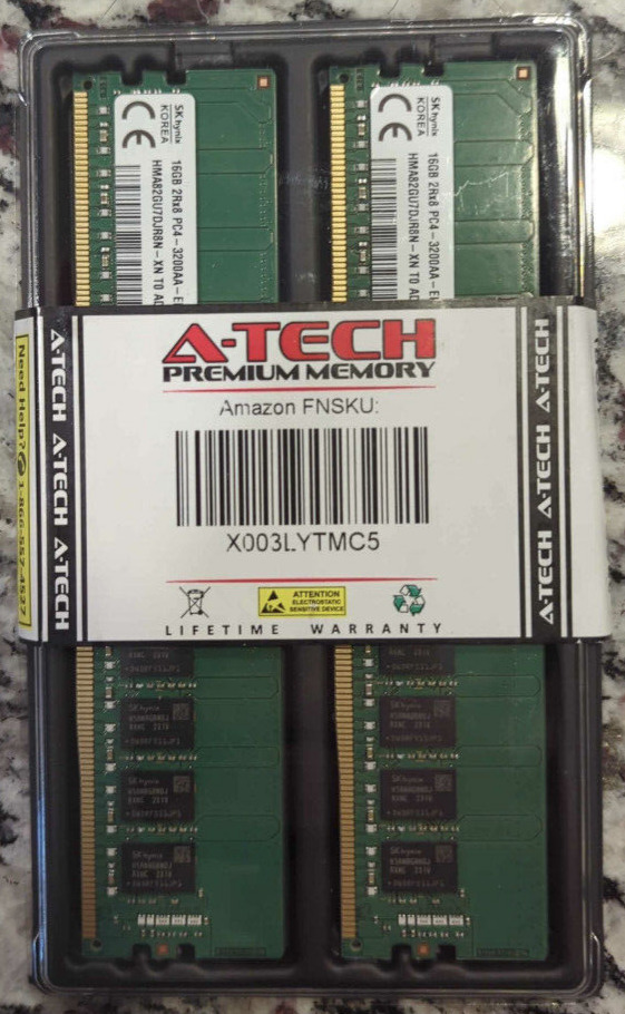A-Tech 32GB Kit (2x16GB) 2Rx8 PC4-25600 3200MHz ECC UDIMM 1.2V HMA82GU7DJR8N-XN