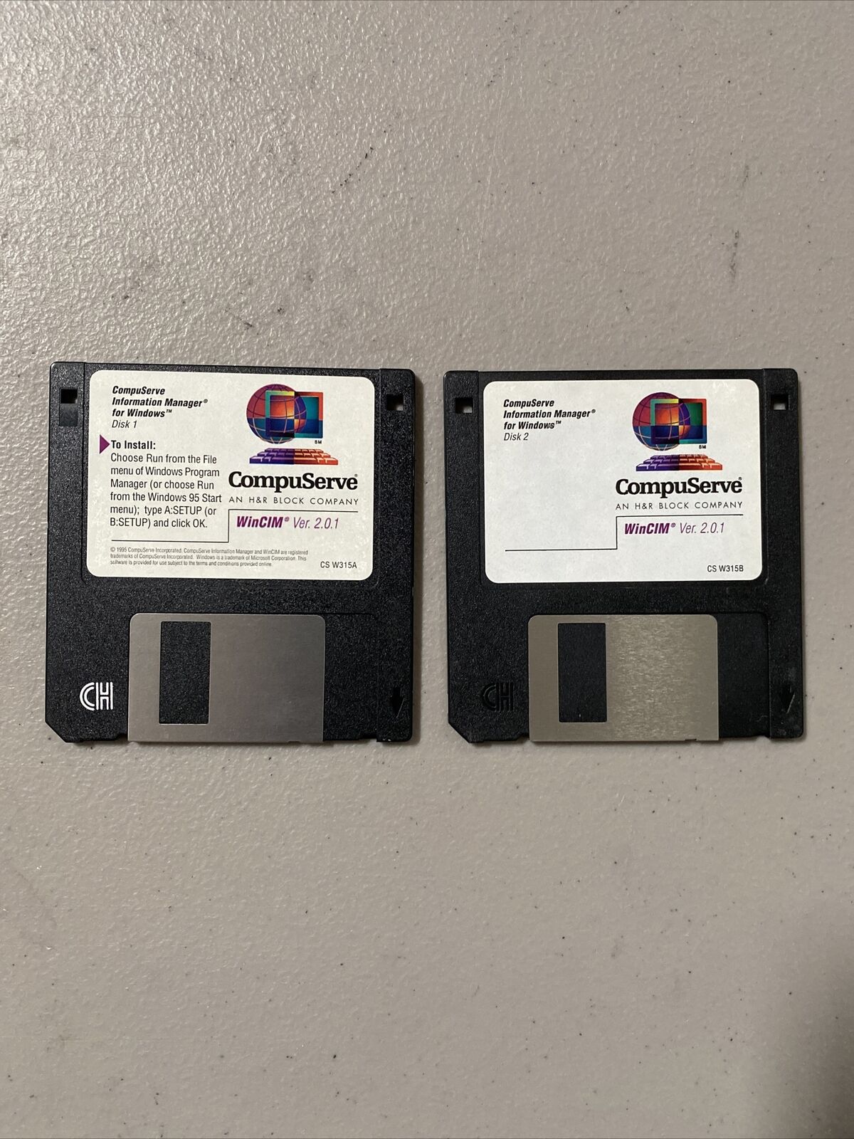 1995 COMPUSERVE WinCIM 2.0.1 Installed 3.5 Floppy Disks 2 Vintage 