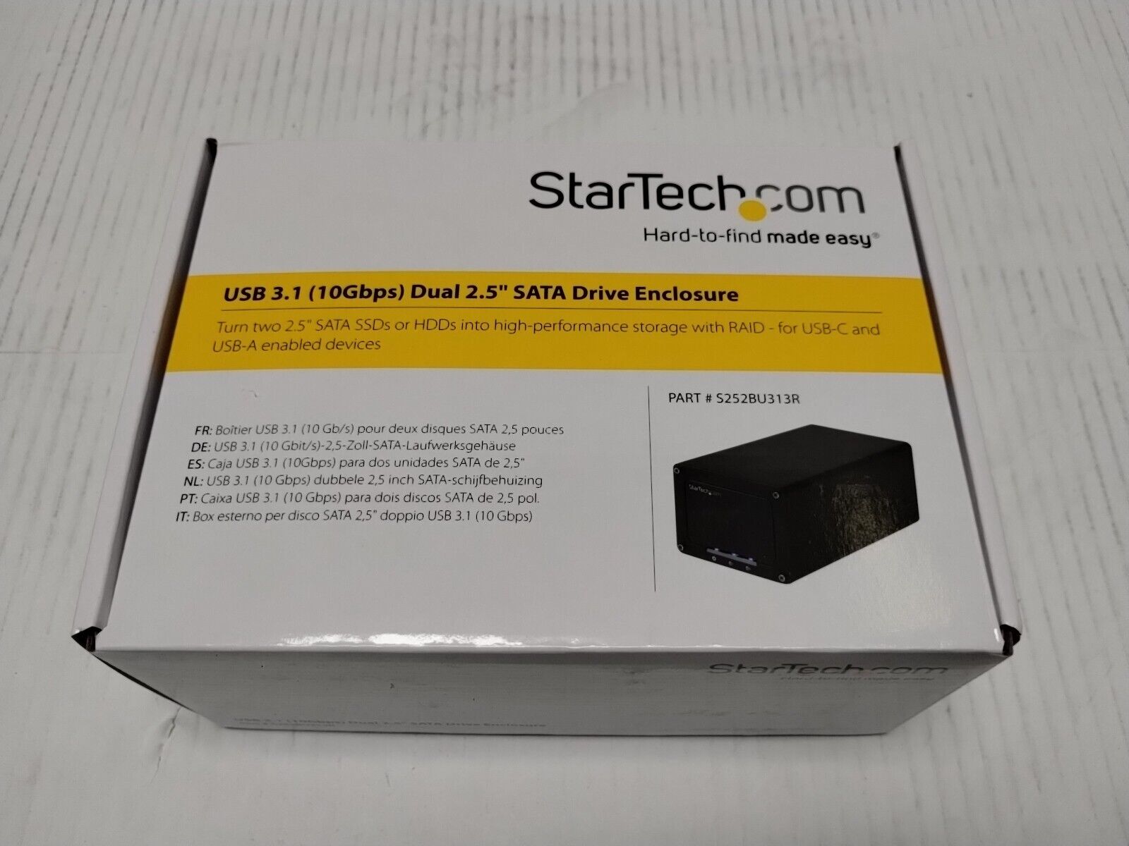 Startech.Com Usb 3.1 Enclosure for 3.5In Sata Drives,  S252BU313R, NIB