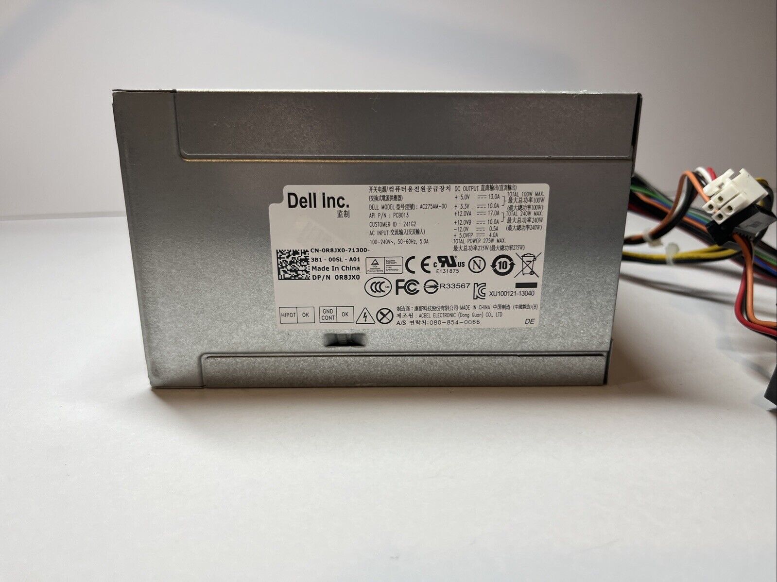 Dell R8JX0 24 Pin 275W ATX Desktop Power Supply For Optiplex 3010 / 7010 / Works