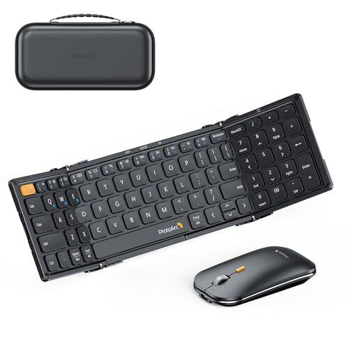 ProtoArc Foldable Compact Keyboard and Mouse, XKM01 Mini Portable Bluetooth K...