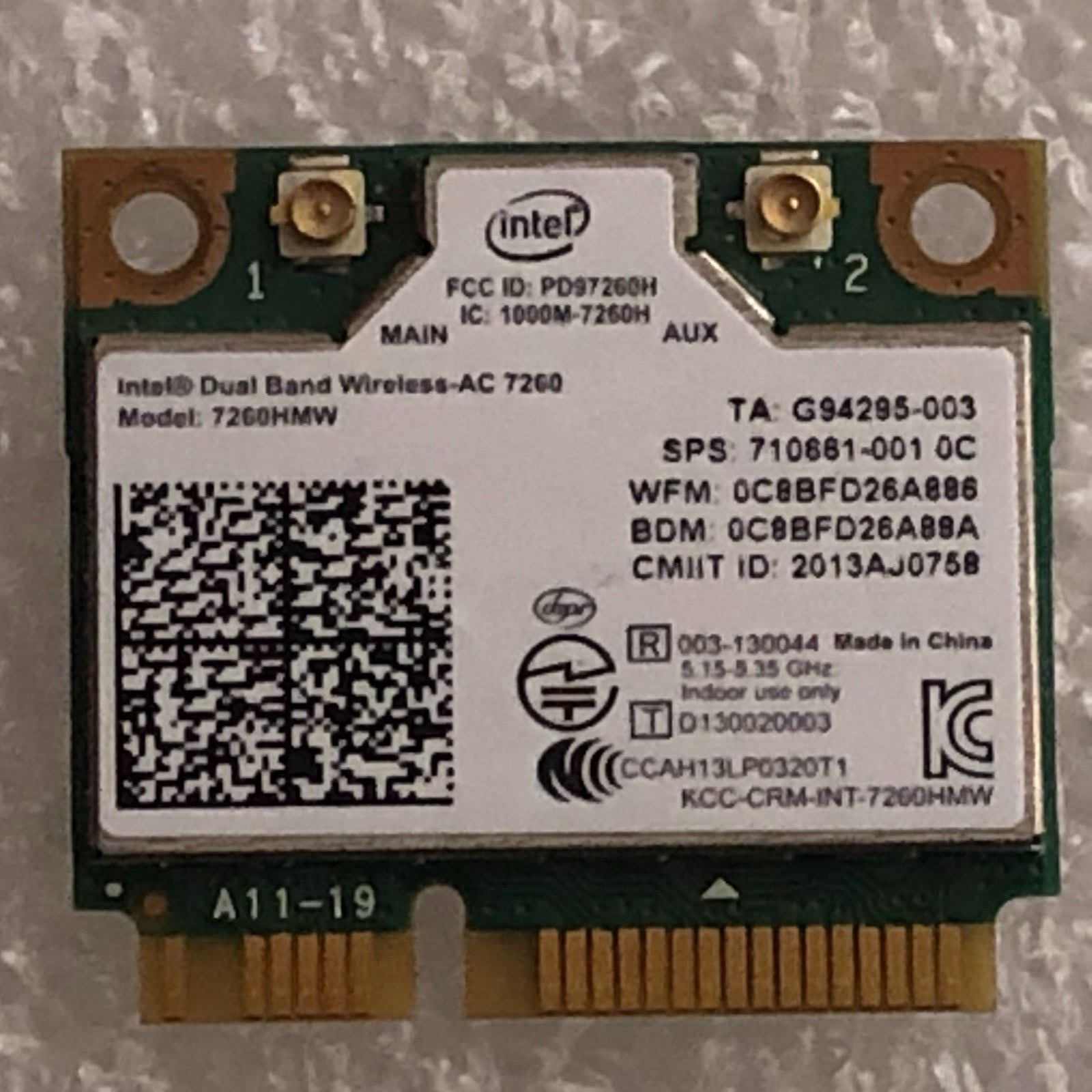 Intel 7260HMW wireless-AC 7260 PCI-E Card Dual band